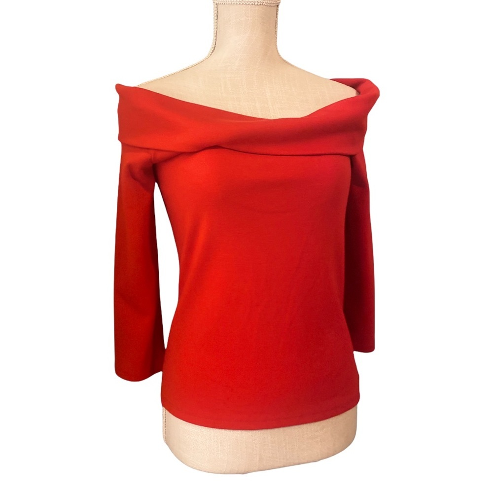 Anthropologie Red Off the shoulder Sweater
